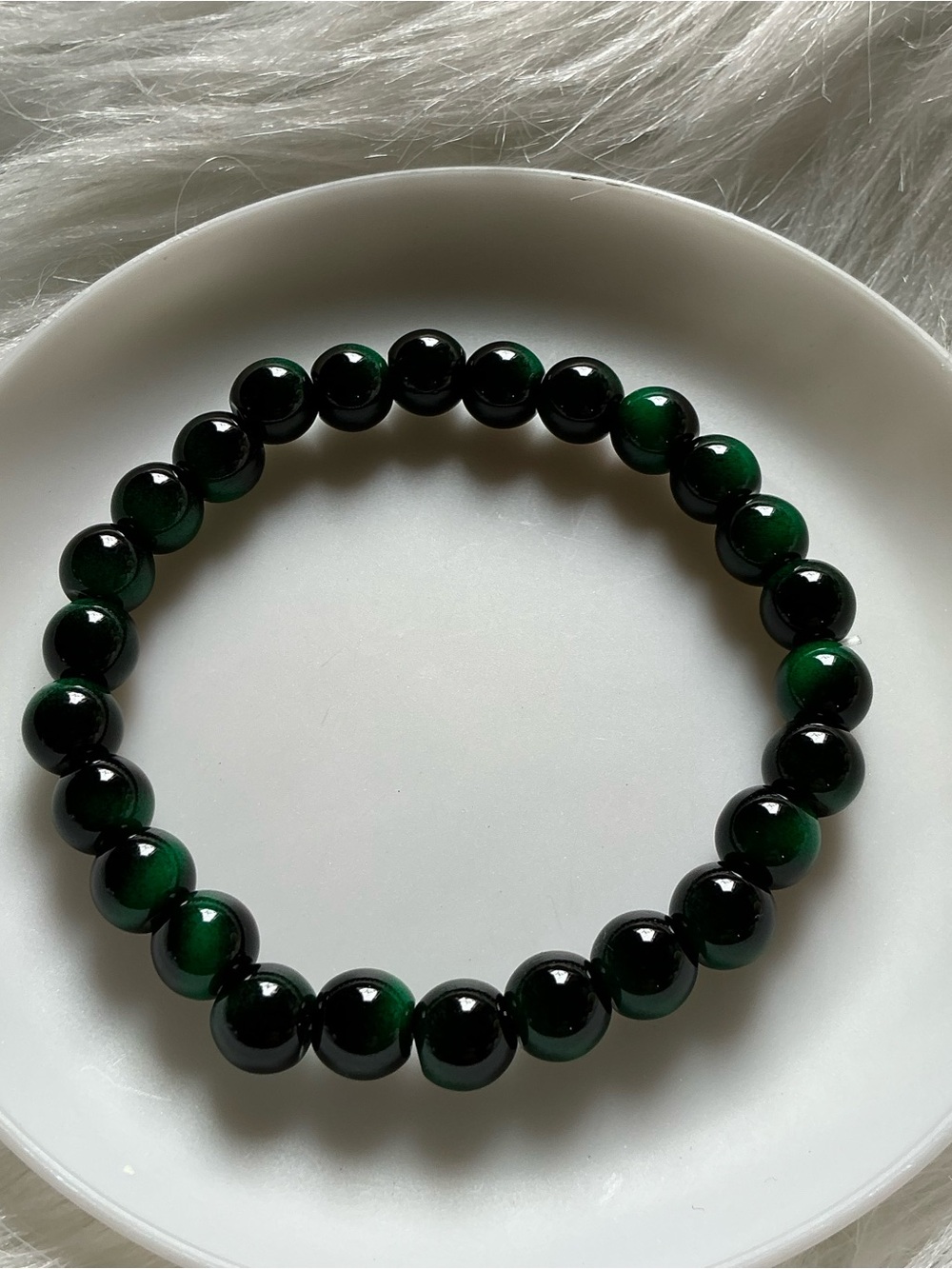 Green/black beaded unisex bracelet